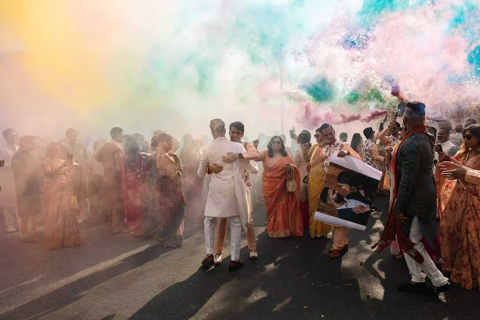 Casper Indian wedding DJ — CO2 blast special effects during peak dance floor moment at South Asian wedding reception