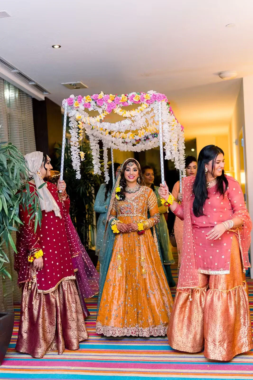 Mobile baraat wedding procession with DJ sound system and live dhol player