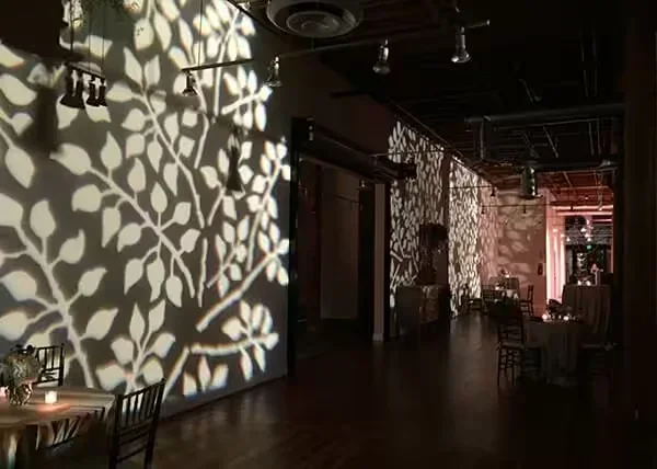 Warwick Indian wedding DJ — Texture pattern wedding lighting adding ambiance to South Asian reception venue